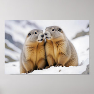 Póster Naturaleza animal marmota Cuidado de la vida silve