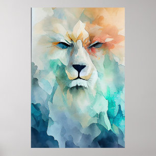 Póster Naturaleza animal salvaje de león acuarela Pintura