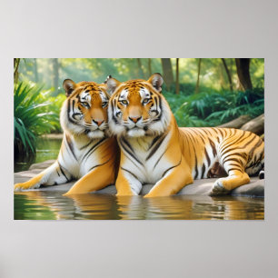 Póster Naturaleza animal tigre Cuidado de la vida silvest