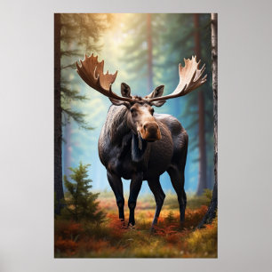 Póster *~* Naturaleza AP49 Cabeza MOOSE Cabeza volteada C