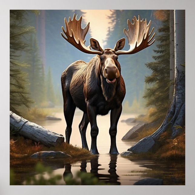 Póster *~* Naturaleza AP49 Cierre los bosques de MOOSE (Frente)
