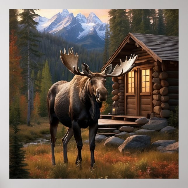 Póster *~* Naturaleza AP49 Montañas Dusk del bosque de lo (Frente)