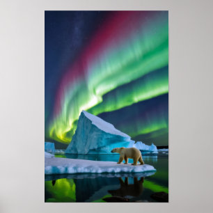 Póster Naturaleza ártica Aurora Iceberg Paisaje al aire l
