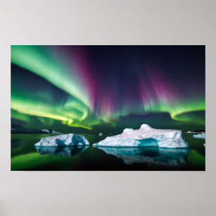 Póster Naturaleza ártica Aurora Iceberg Paisaje al aire l