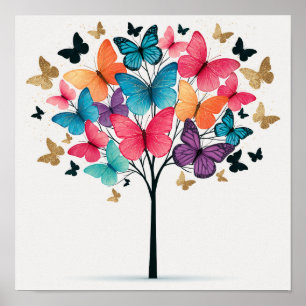 Póster Naturaleza caprichosa Mariposa Árbol de la Vida