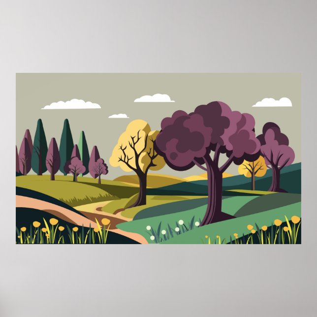 Póster Naturaleza con árboles (Frente)