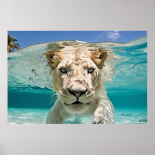 Póster Naturaleza de la diversión de los animales leones 