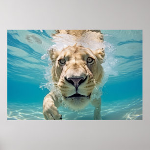 Póster Naturaleza de la diversión de los animales leones 