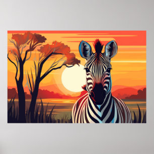 Póster Naturaleza de la jungla animal de cebra