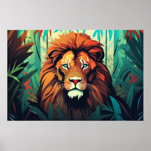 Póster Naturaleza de la jungla animal de león