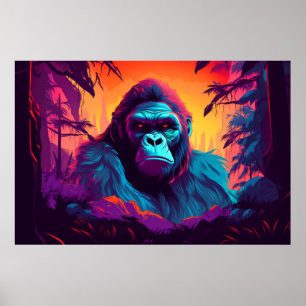 Póster Naturaleza de la jungla de animales de gorila Ape