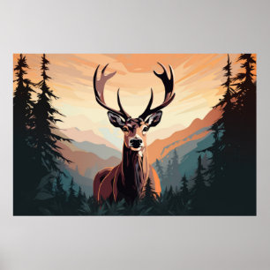 Póster Naturaleza de la jungla de animales Stag Deer