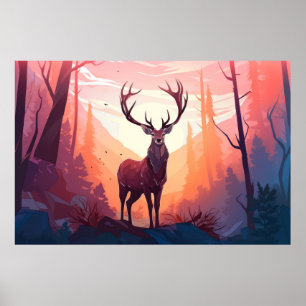Póster Naturaleza de la jungla de animales Stag Deer