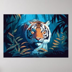 Póster Naturaleza de la jungla de animales tigres