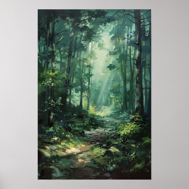 Póster Naturaleza de la pintura del aceite de la Selva Ve (Frente)