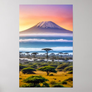 Póster Naturaleza de las llanuras Sabana Paisaje al aire 