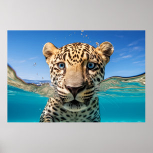 Póster Naturaleza de leopardo animal divertida jugando al