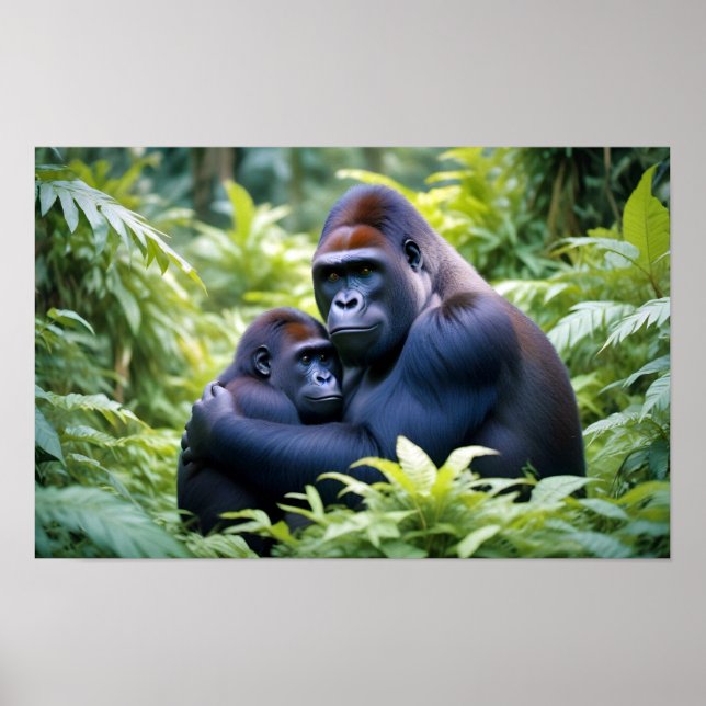 Póster Naturaleza de los animales de gorilas (Frente)