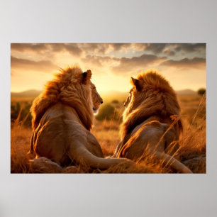 Póster Naturaleza de los animales de los leones Naturalez
