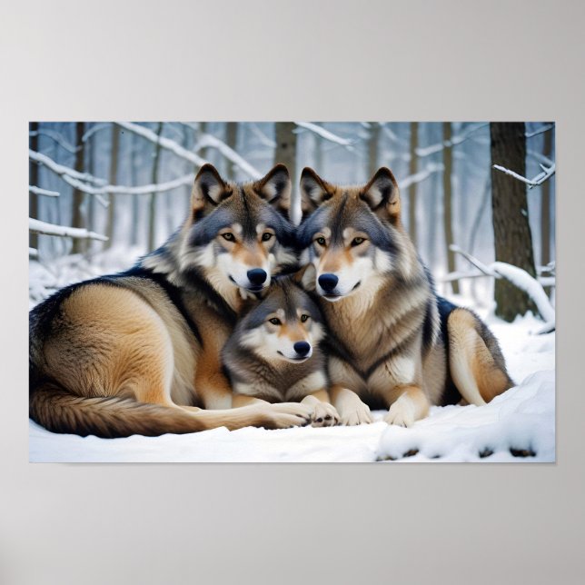 Póster Naturaleza de los animales lobo Vida silvestre (Frente)