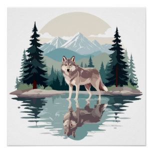 Póster Naturaleza de los animales salvajes de Wolf