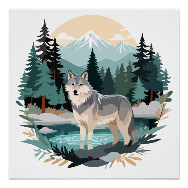 Póster Naturaleza de los animales salvajes de Wolf (Anverso)