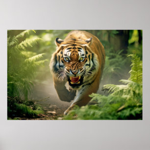 Póster Naturaleza de los animales tigres Selva majestuosa