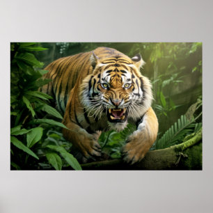 Póster Naturaleza de los animales tigres Selva majestuosa