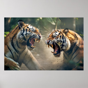 Póster Naturaleza de los animales tigres Selva majestuosa