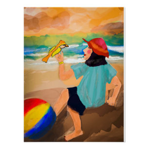 Póster Naturaleza de tendencia de mujeres y aves