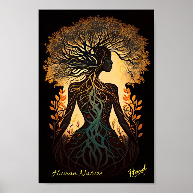 Póster Naturaleza del árbol de la mujer - Gen AI (Frente)
