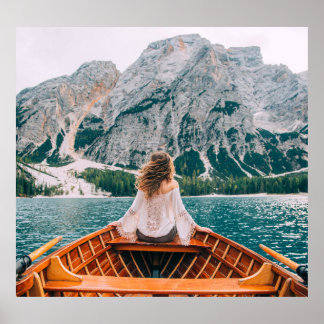 Póster Naturaleza del lago alpino de Silhouette