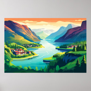 Póster Naturaleza del paisaje del valle de montaña