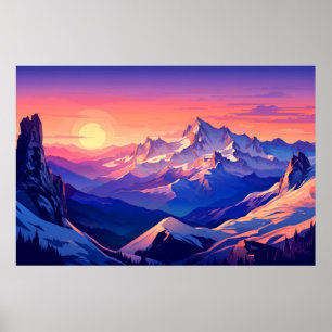 Póster Naturaleza del paisaje del valle de montaña