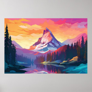 Póster Naturaleza del paisaje del valle de montaña