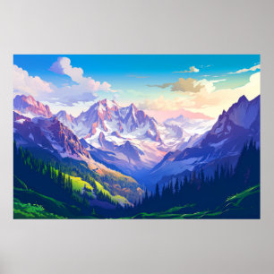 Póster Naturaleza del paisaje del valle de montaña