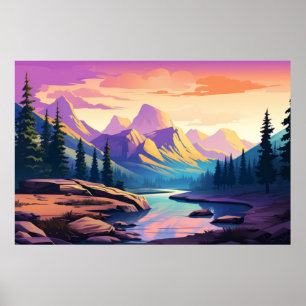 Póster Naturaleza del paisaje del valle de montaña
