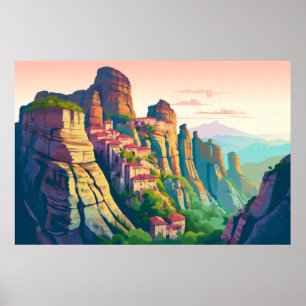 Póster Naturaleza del paisaje del valle del monte Sunset