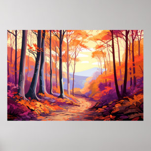 Póster Naturaleza del paisaje otoñal del bosque