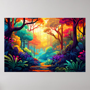 Póster Naturaleza del paisaje otoñal del bosque