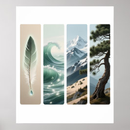 Póster Naturaleza Elemental Feather Wave Mountain Pine