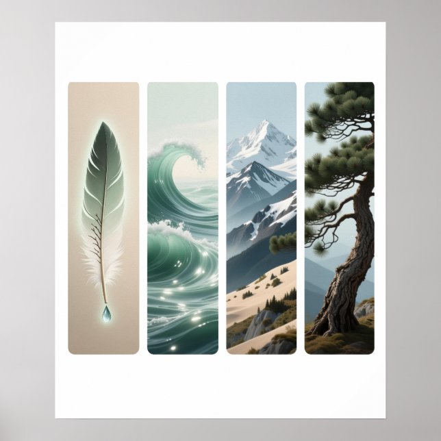 Póster Naturaleza Elemental Feather Wave Mountain Pine (Frente)