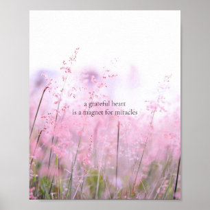 Póster Naturaleza Inspiradora floral cardíaca agradecida