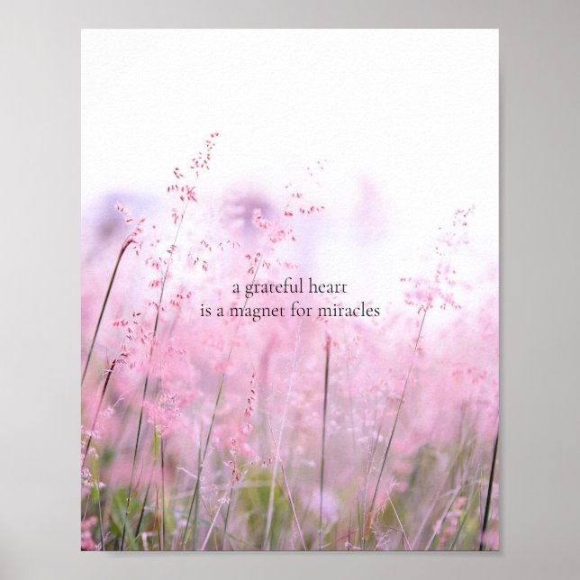 Póster Naturaleza Inspiradora floral cardíaca agradecida (Frente)