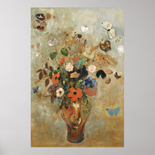 Póster Naturaleza muerta con flores de Odilon Redon. 
