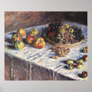 Póster Naturaleza muerta con manzanas y uvas de Claude Mo