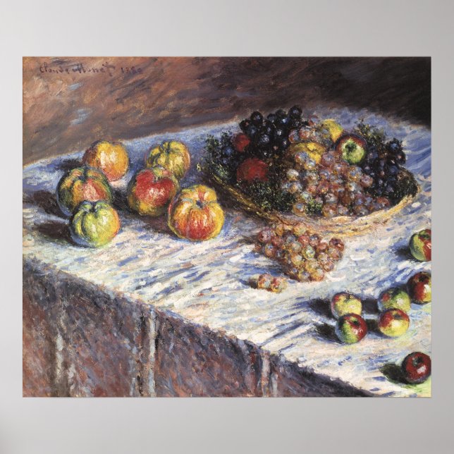 Póster Naturaleza muerta con manzanas y uvas de Claude Mo (Frente)
