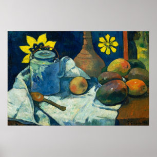 Póster Naturaleza muerta con tetera y frutas, Paul Gaugui