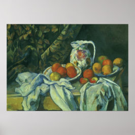 Póster Naturaleza muerta, cortina y jarra de Paul Cezanne