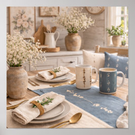 Póster Naturaleza muerta de cocina de granja Mesa botánic